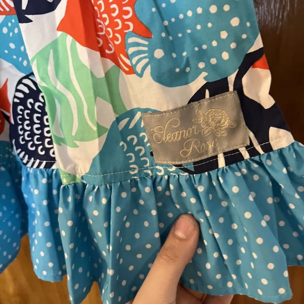 Eleanor Rose Fish Ruffle Hem Rhonda Dress Size 8-10 Girls - Picture 3 of 4